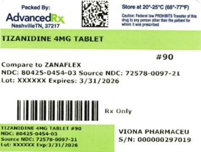 Tizanidine 4mg #90 (Tizanidine 4mg 80425 0454 03)